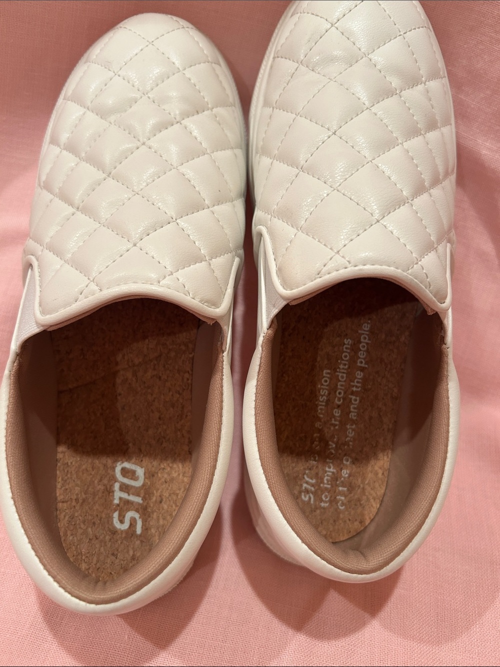 STQ Quilted Slip-On Shoes in White